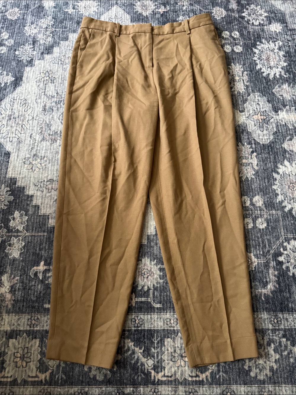 Massimo Dutti Pleated Chino Trousers in Camel